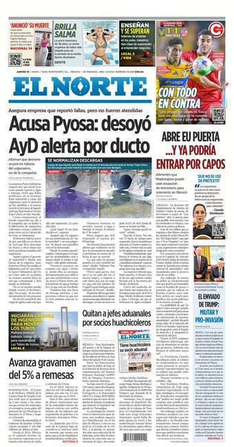 El Norte, edición del jueves 15 de mayo de 2025 El Norte, edición del jueves 15 de mayo de 2025