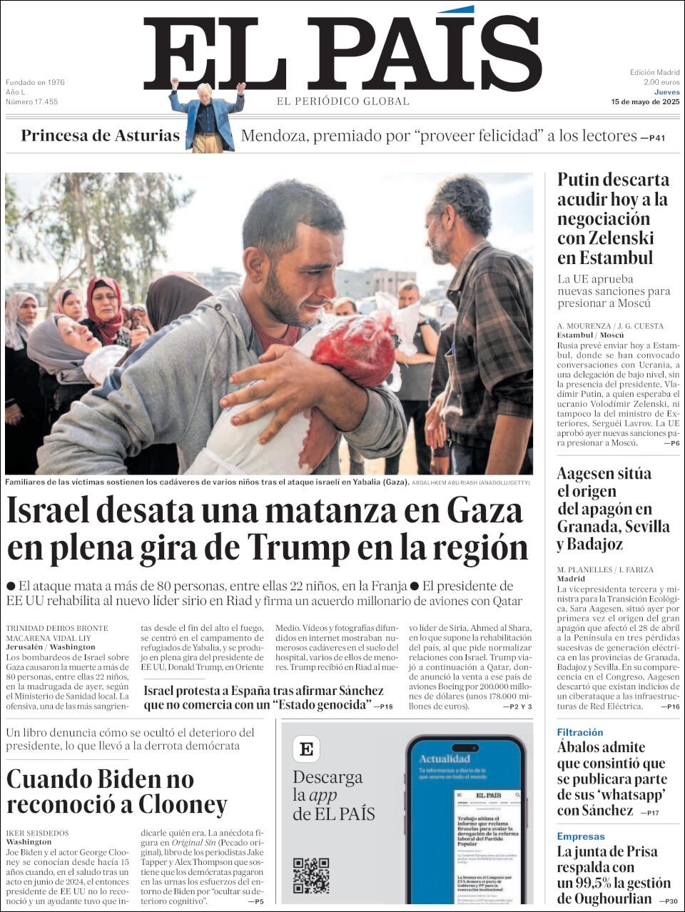 El País, edición del jueves 15 de mayo de 2025 El País, edición del jueves 15 de mayo de 2025
