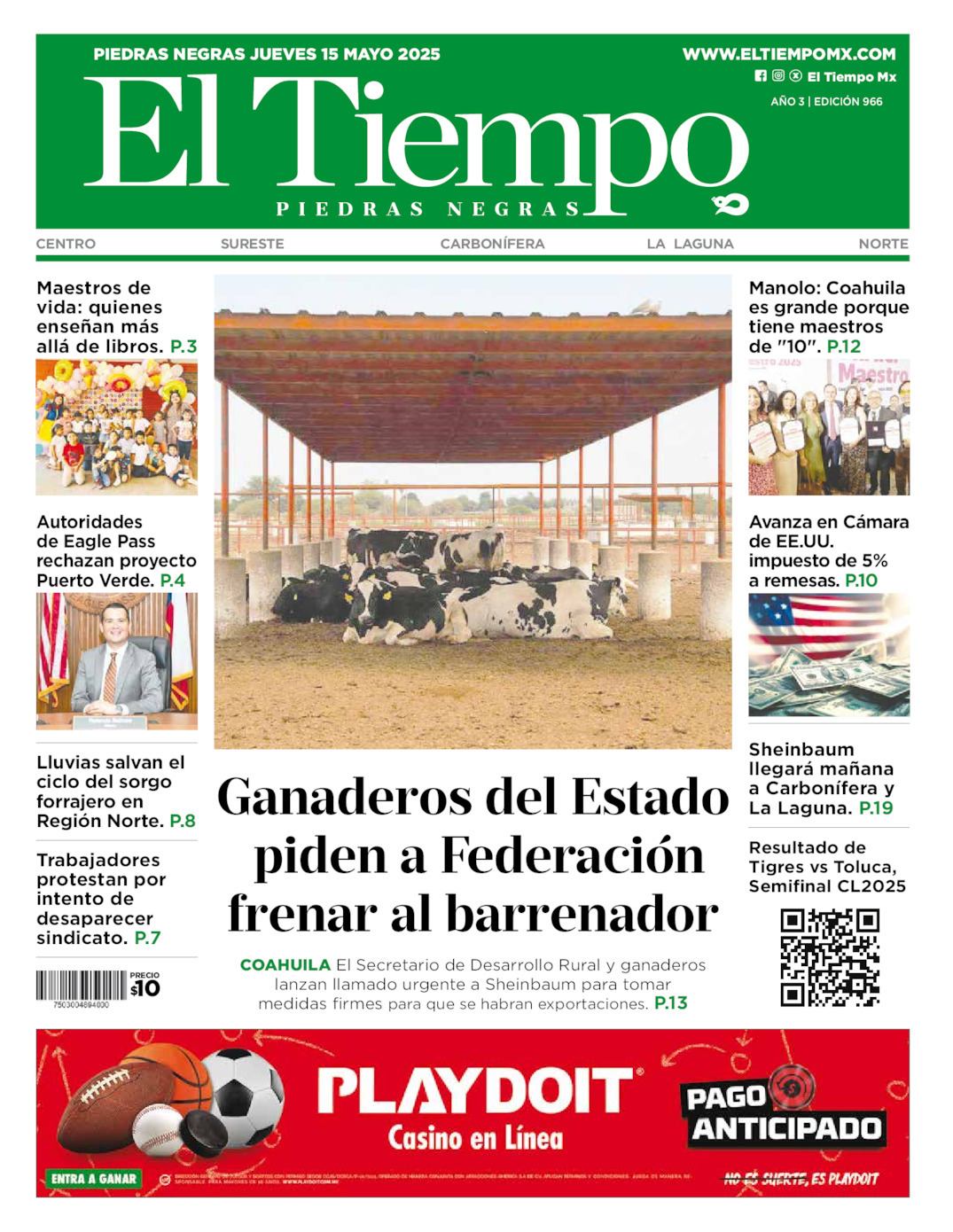 El Tiempo Piedras Negras, edición del jueves 15 de mayo de 2025 El Tiempo Piedras Negras, edición del jueves 15 de mayo de 2025