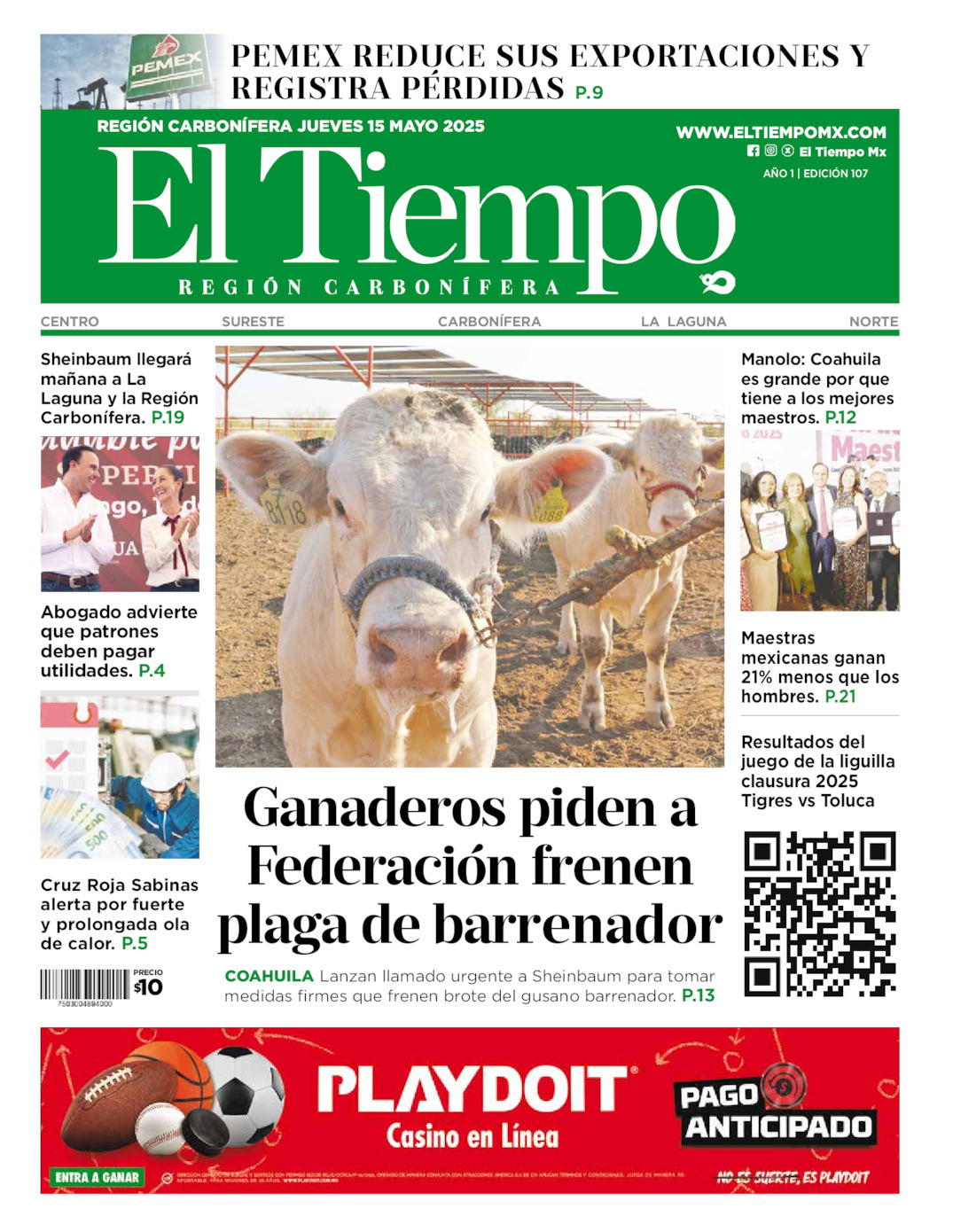 El Tiempo Región Carbonífera, edición del jueves 15 de mayo de 2025 El Tiempo Región Carbonífera, edición del jueves 15 de mayo de 2025