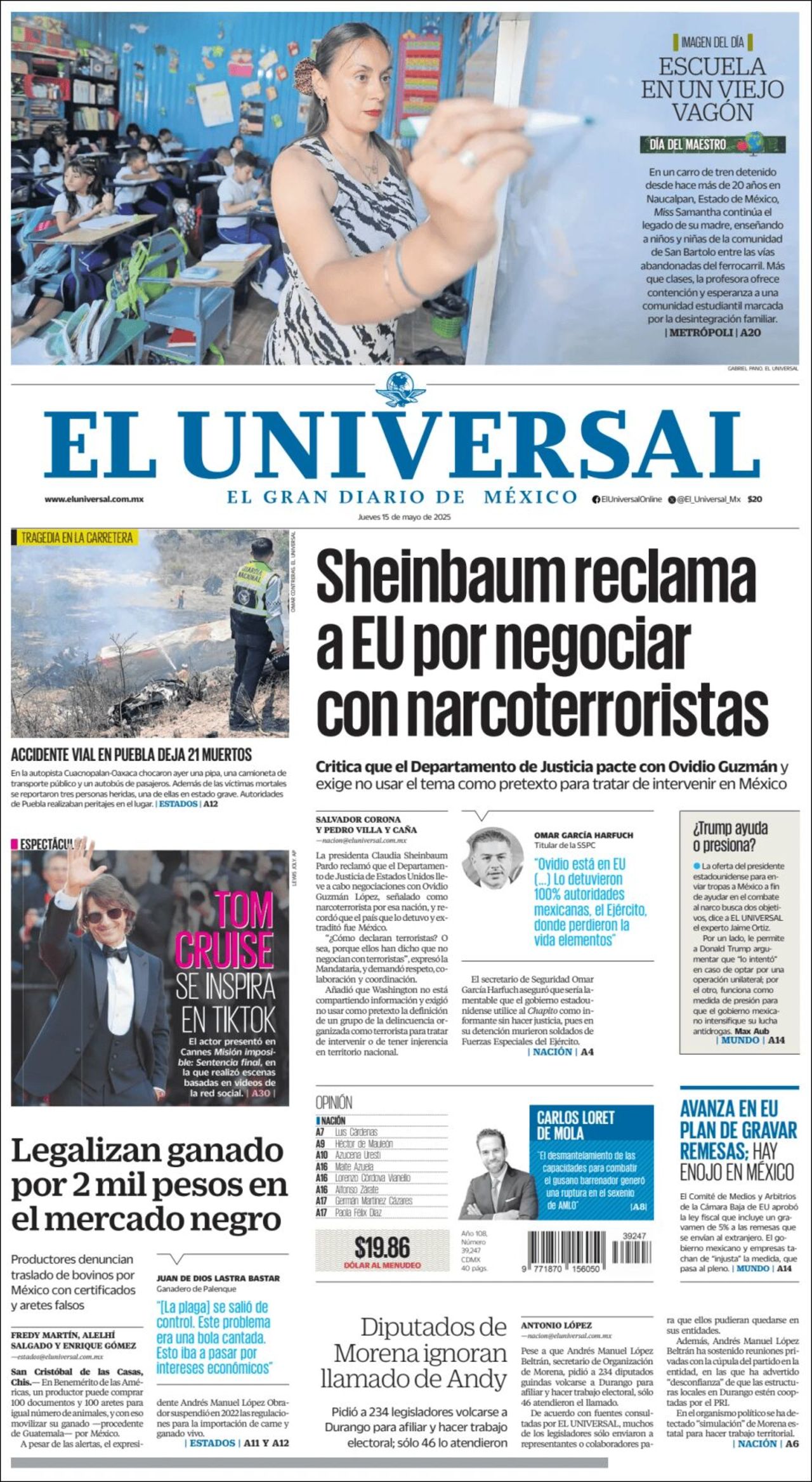 El Universal, edición del jueves 15 de mayo de 2025 El Universal, edición del jueves 15 de mayo de 2025