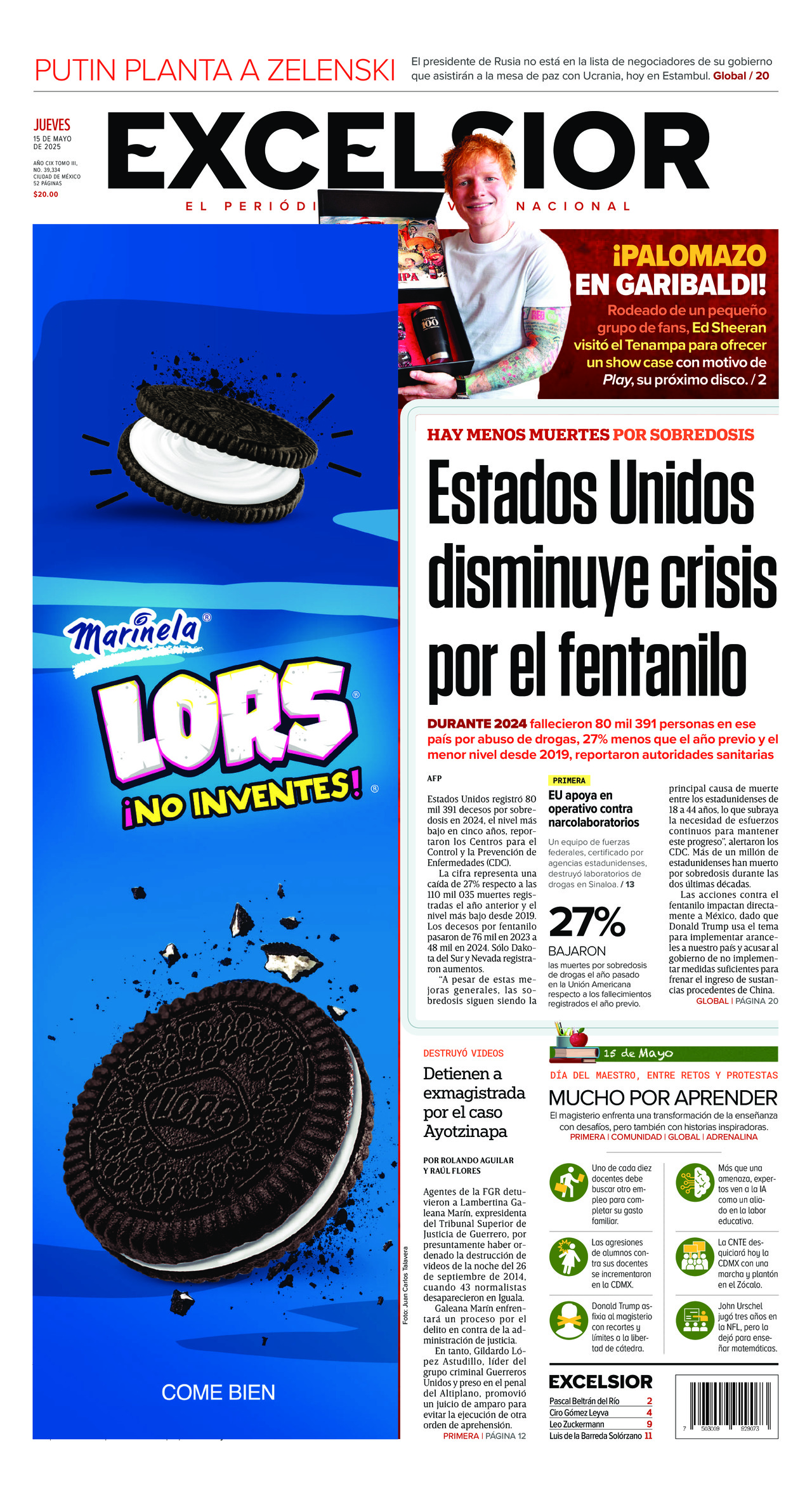 Excelsior, edición del jueves 15 de mayo de 2025 Excelsior, edición del jueves 15 de mayo de 2025