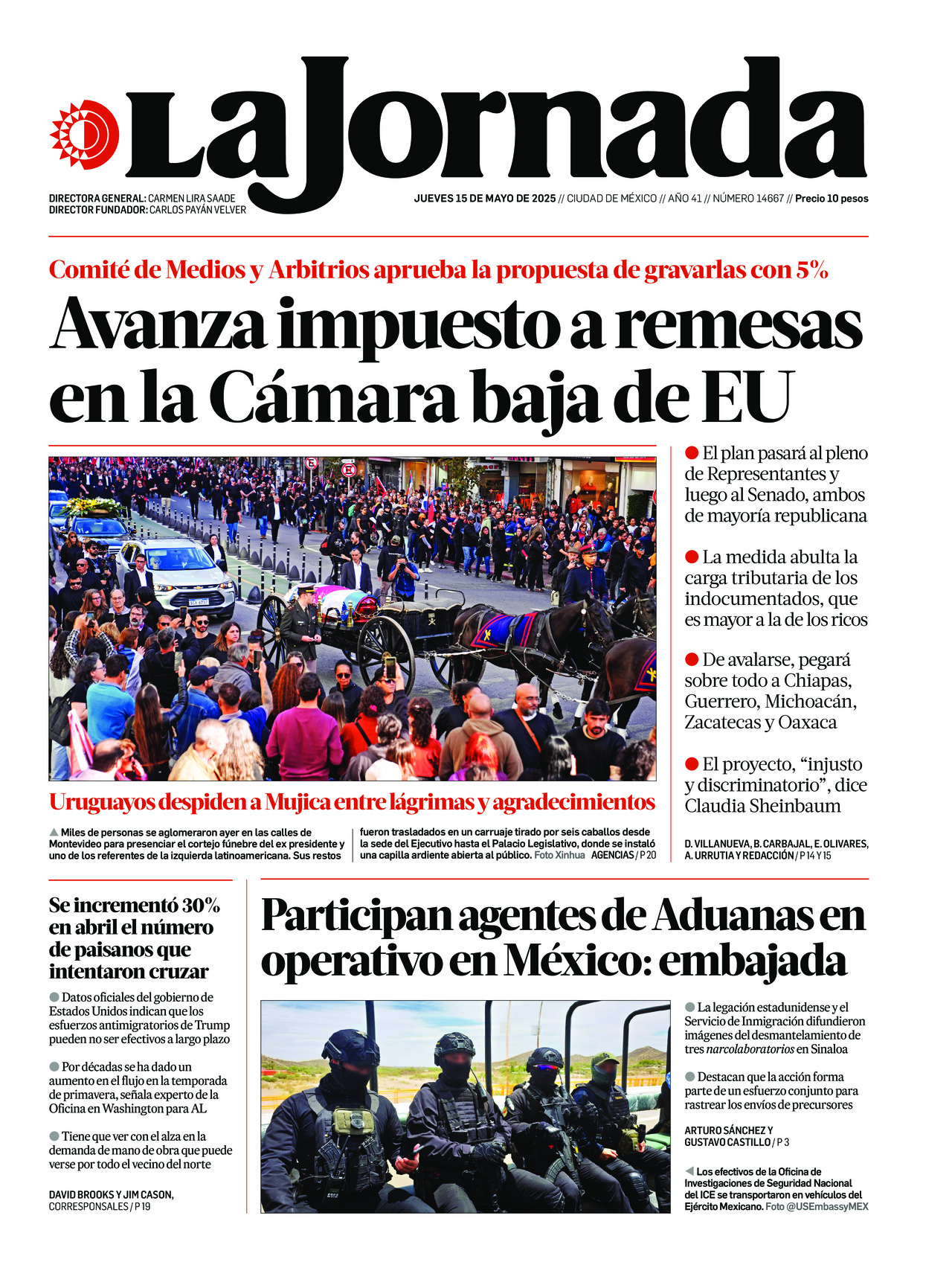 La Jornada, edición del jueves 15 de mayo de 2025 La Jornada, edición del jueves 15 de mayo de 2025