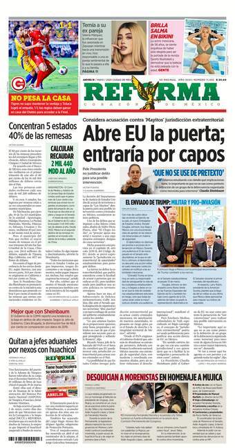 Reforma, edición del jueves 15 de mayo de 2025 Reforma, edición del jueves 15 de mayo de 2025