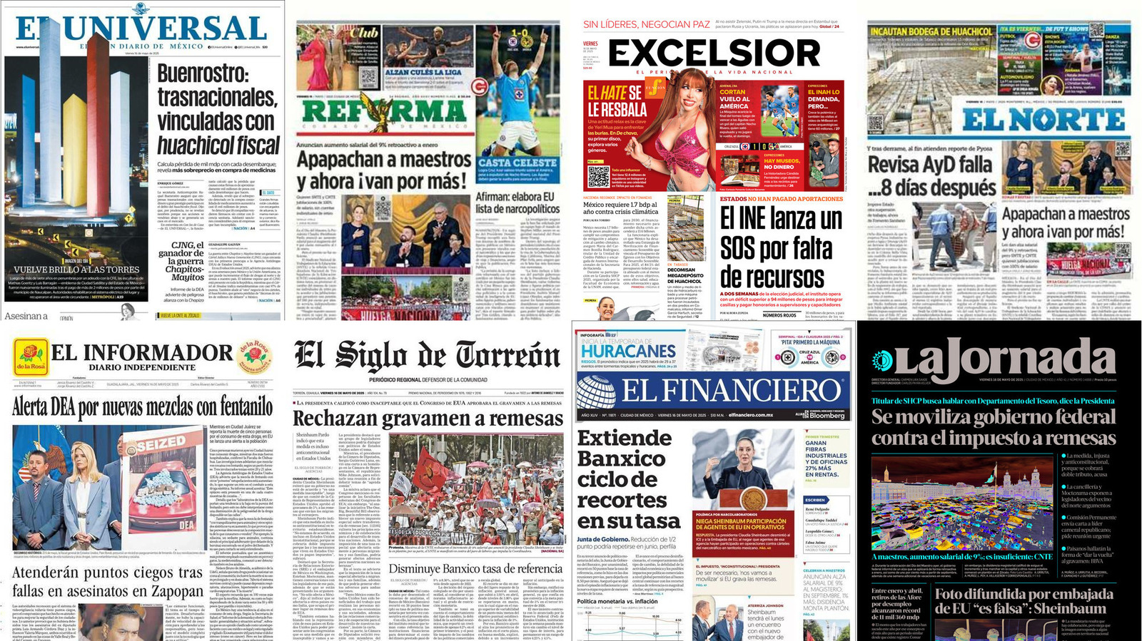 Portadas de periódicos impresos más importantes de México hoy