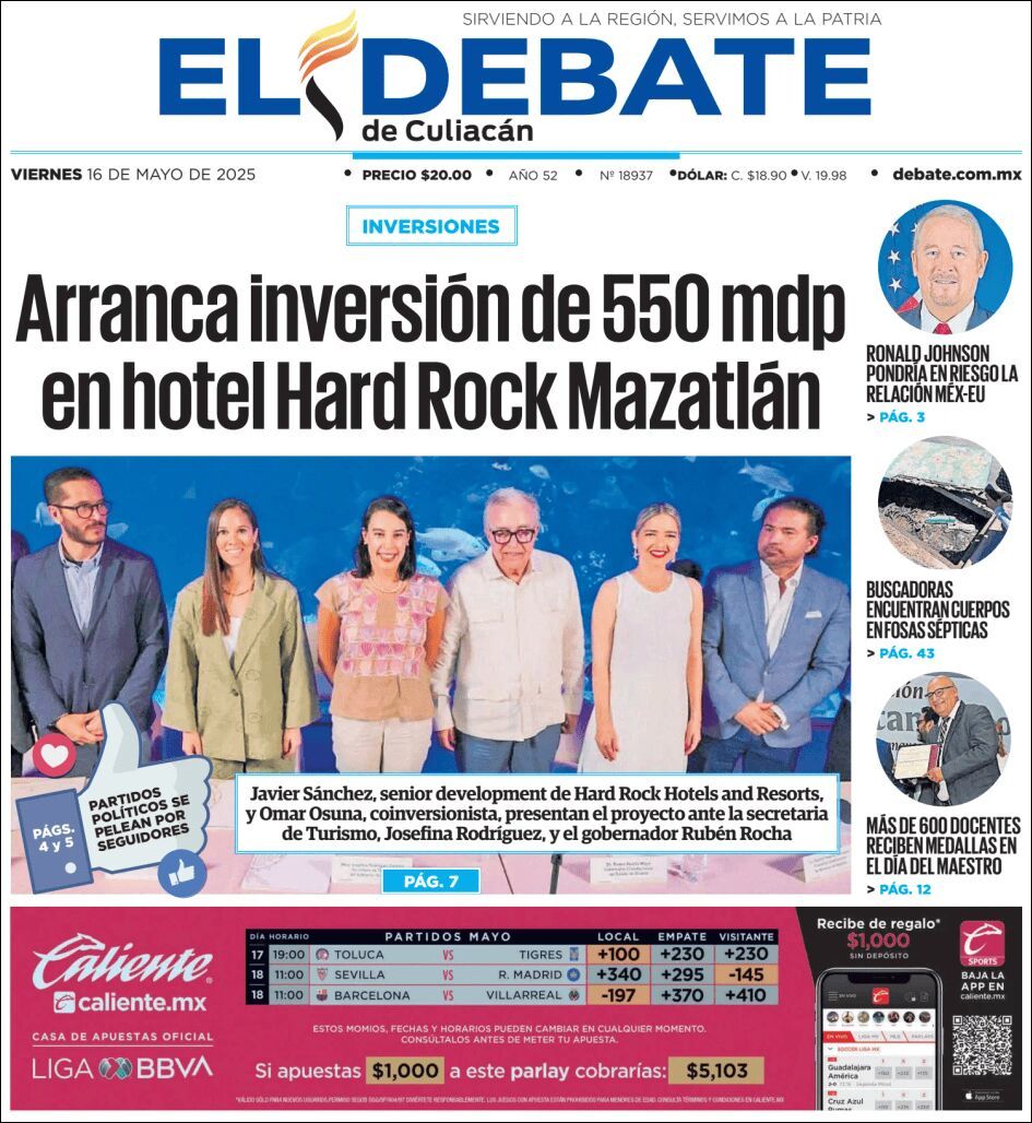 El Debate Culiacán, edición del viernes 16 de mayo de 2025 El Debate Culiacán, edición del viernes 16 de mayo de 2025