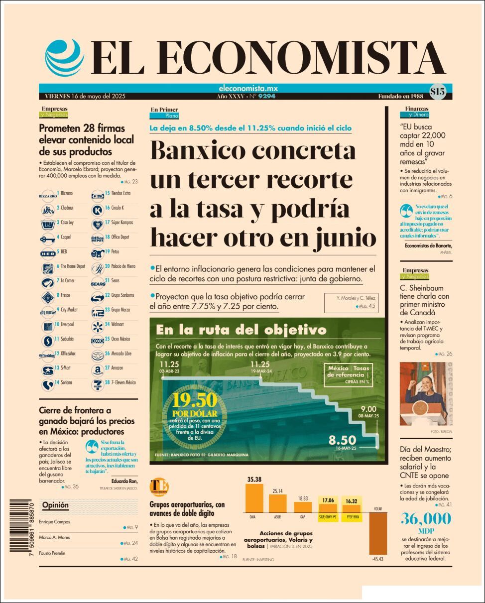 El Economista, edición del viernes 16 de mayo de 2025 El Economista, edición del viernes 16 de mayo de 2025