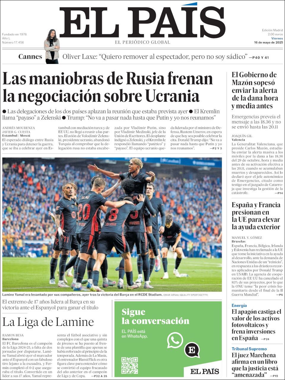 El País, edición del viernes 16 de mayo de 2025 El País, edición del viernes 16 de mayo de 2025