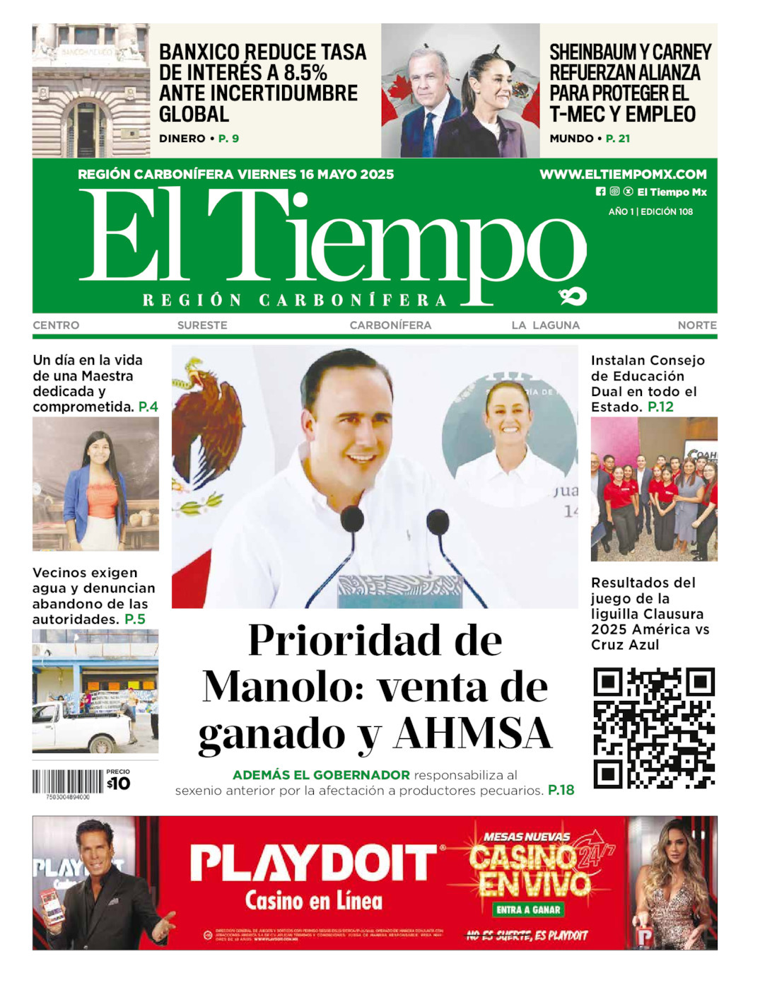El Tiempo Región Carbonífera, edición del viernes 16 de mayo de 2025 El Tiempo Región Carbonífera, edición del viernes 16 de mayo de 2025