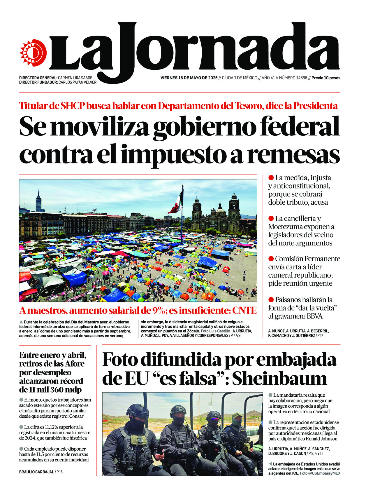 La Jornada, edición del viernes 16 de mayo de 2025 La Jornada, edición del viernes 16 de mayo de 2025