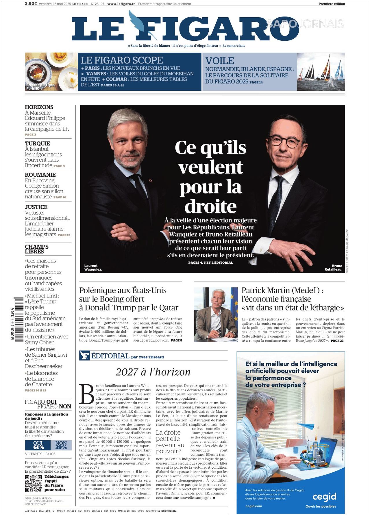 Le Figaro, edición del viernes 16 de mayo de 2025 Le Figaro, edición del viernes 16 de mayo de 2025