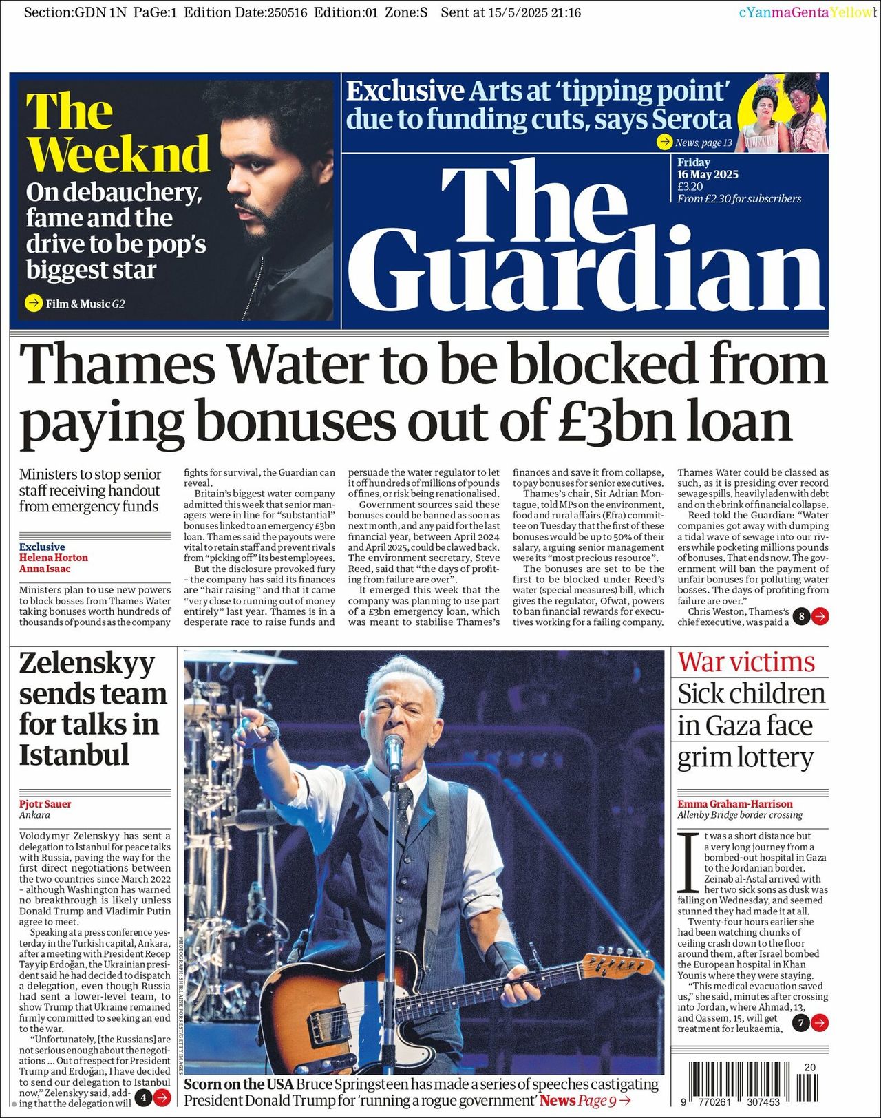 The Guardian, edición del viernes 16 de mayo de 2025 The Guardian, edición del viernes 16 de mayo de 2025