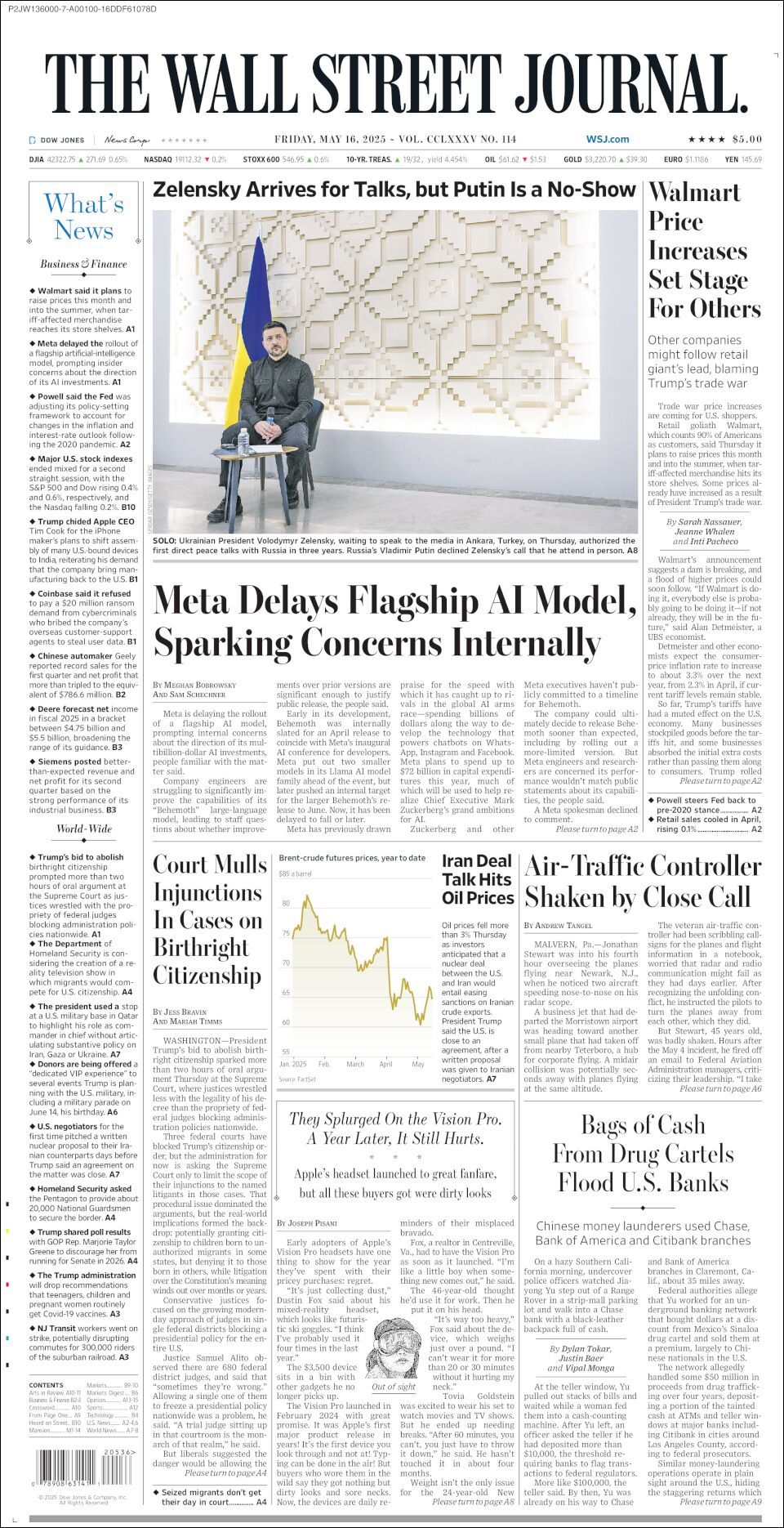 The Wall Street Journal, edición del viernes 16 de mayo de 2025 The Wall Street Journal, edición del viernes 16 de mayo de 2025