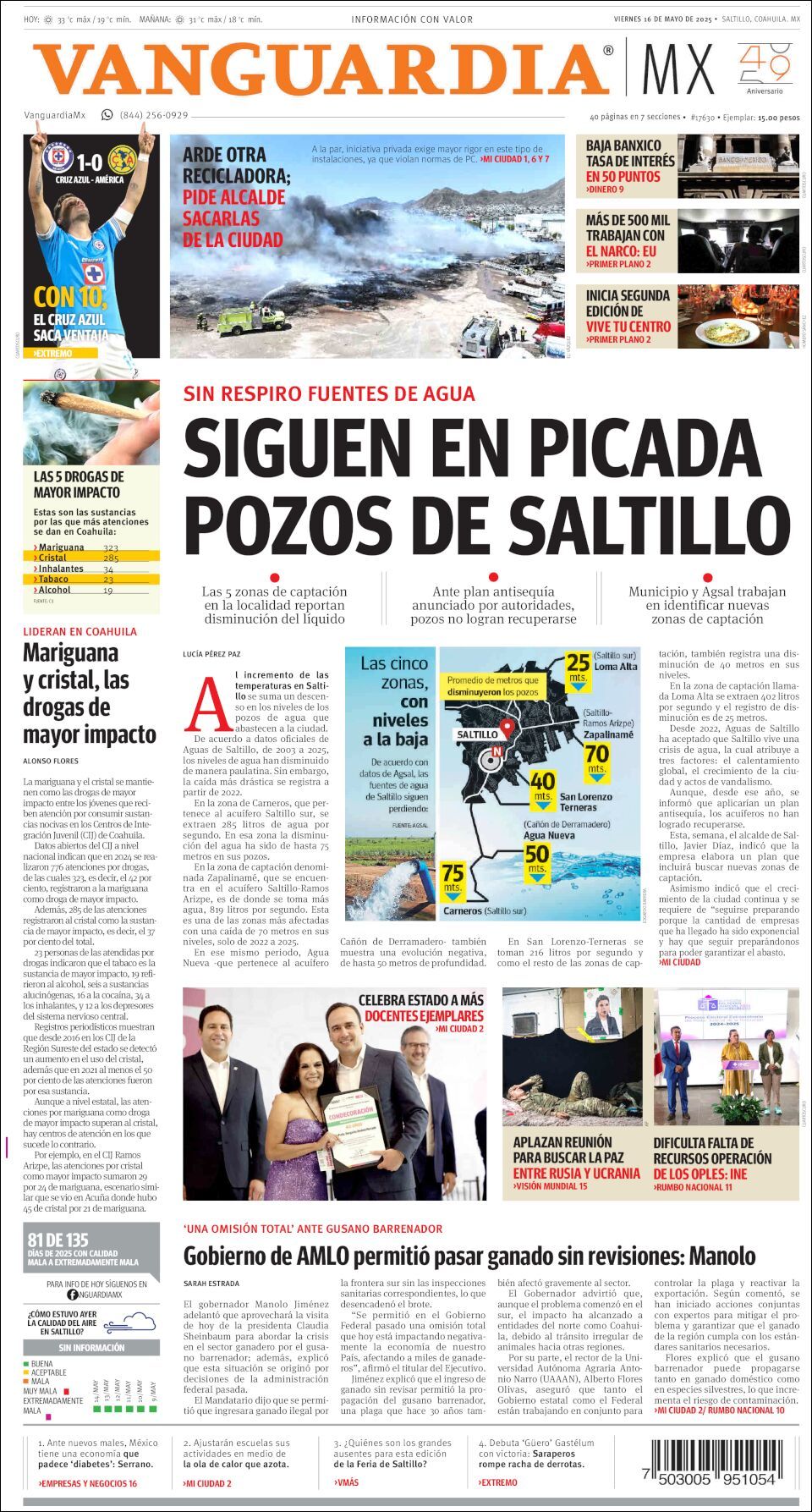 Vanguardia, edición del viernes 16 de mayo de 2025 Vanguardia, edición del viernes 16 de mayo de 2025
