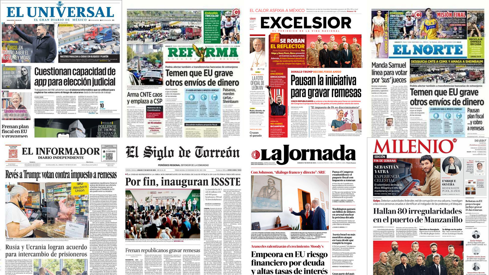 Portadas de periódicos impresos más importantes de México hoy