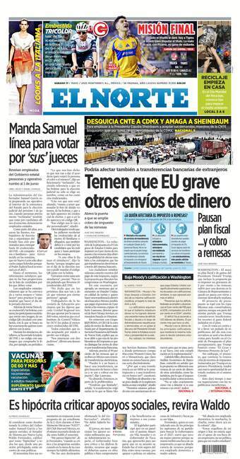 El Norte, edición del sábado 17 de mayo de 2025 El Norte, edición del sábado 17 de mayo de 2025