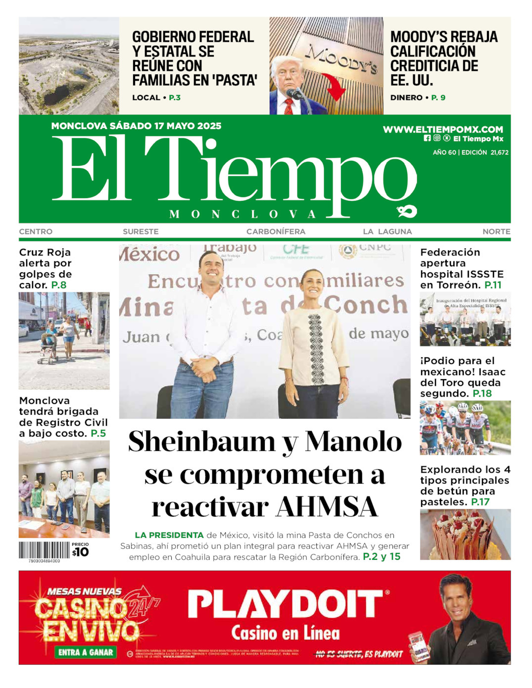 El Tiempo Monclova, edición del sábado 17 de mayo de 2025 El Tiempo Monclova, edición del sábado 17 de mayo de 2025