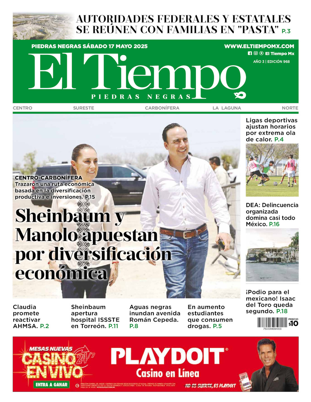 El Tiempo Piedras Negras, edición del sábado 17 de mayo de 2025 El Tiempo Piedras Negras, edición del sábado 17 de mayo de 2025