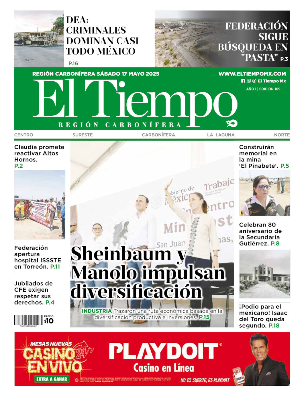 El Tiempo Región Carbonífera, edición del sábado 17 de mayo de 2025 El Tiempo Región Carbonífera, edición del sábado 17 de mayo de 2025