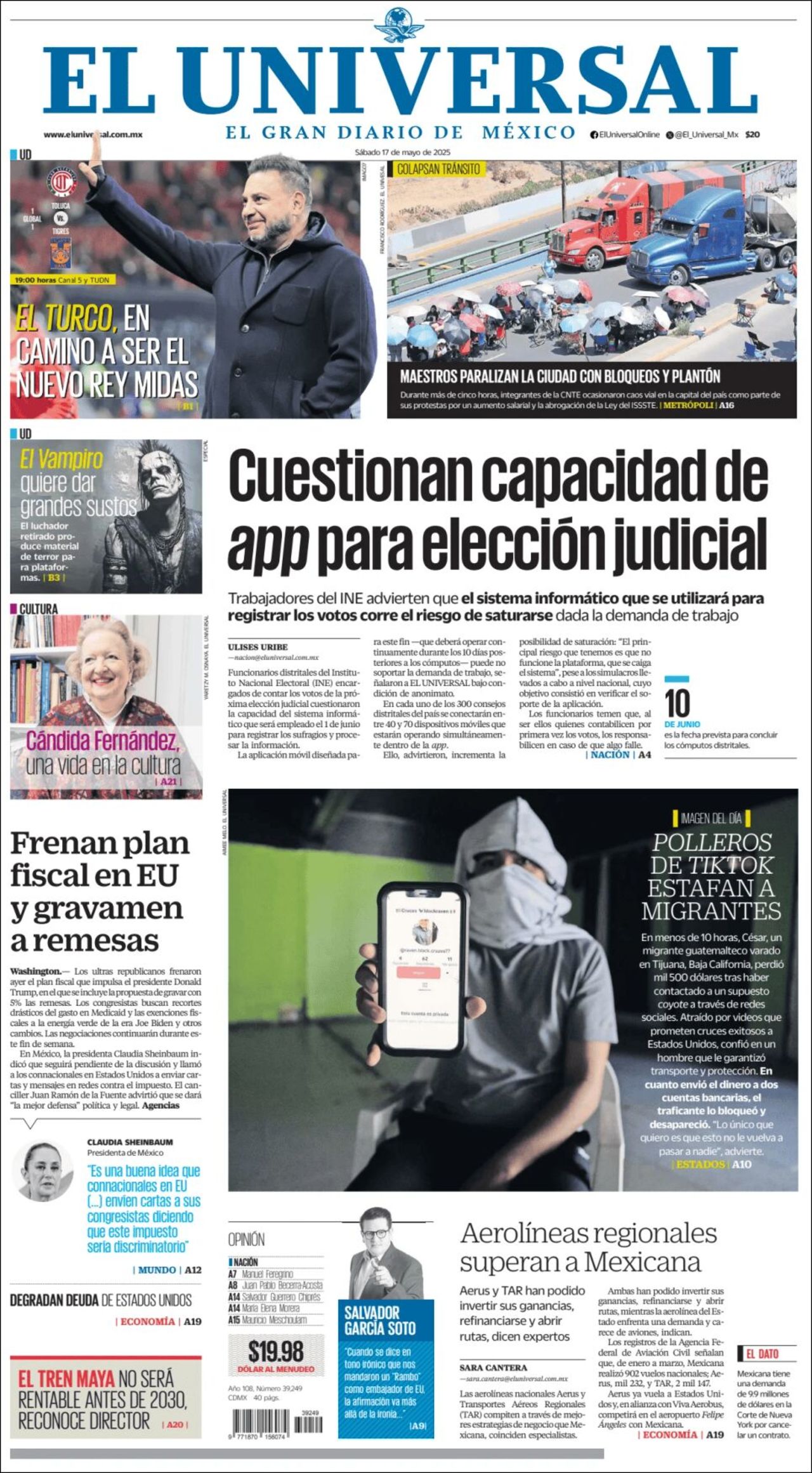 El Universal, edición del sábado 17 de mayo de 2025 El Universal, edición del sábado 17 de mayo de 2025