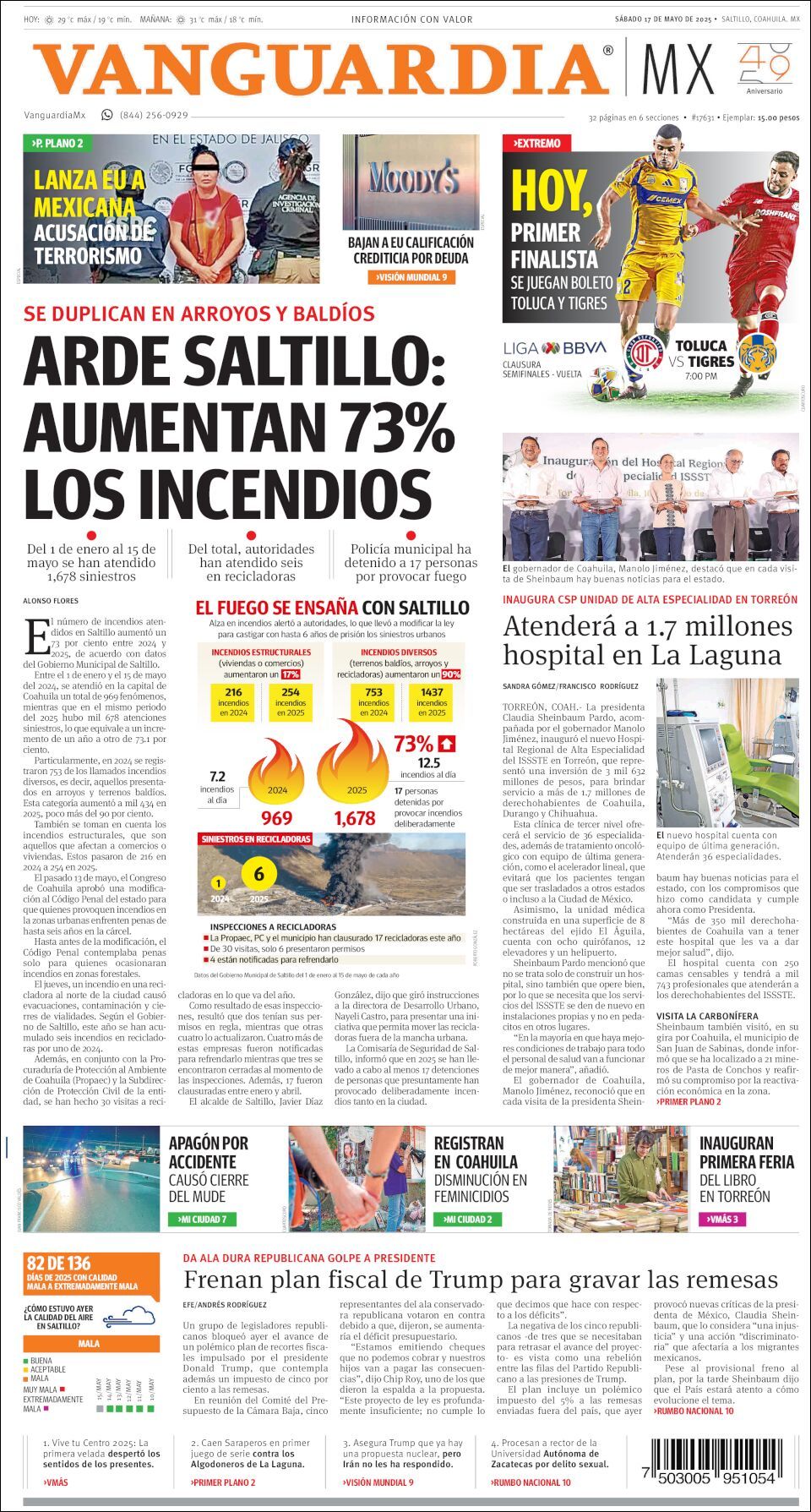 Vanguardia, edición del sábado 17 de mayo de 2025 Vanguardia, edición del sábado 17 de mayo de 2025
