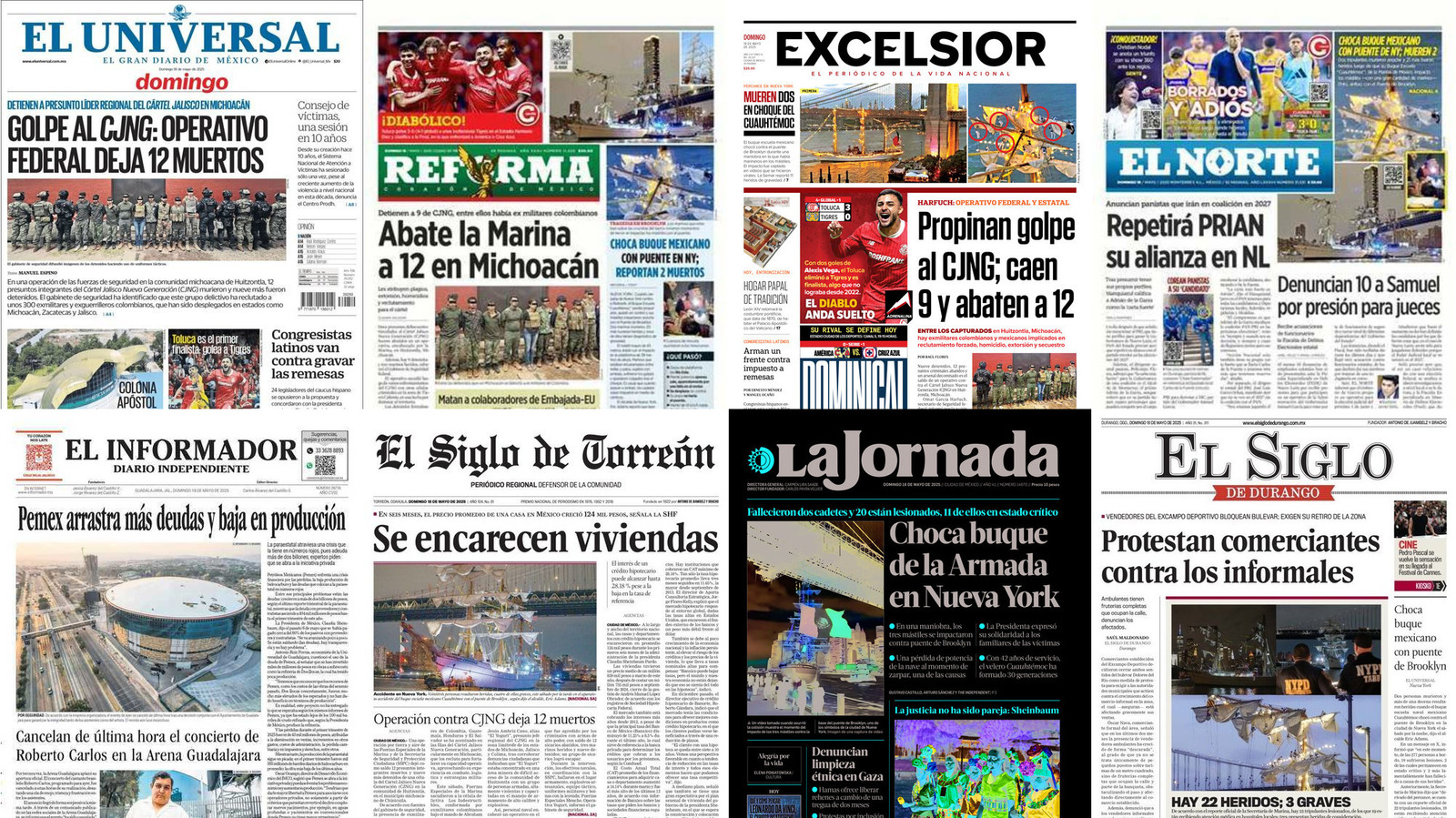 Portadas de periódicos impresos más importantes de México hoy