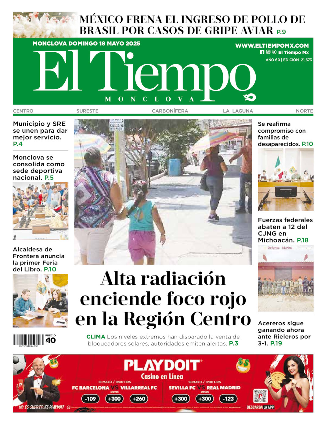 El Tiempo Monclova, edición del domingo 18 de mayo de 2025 El Tiempo Monclova, edición del domingo 18 de mayo de 2025