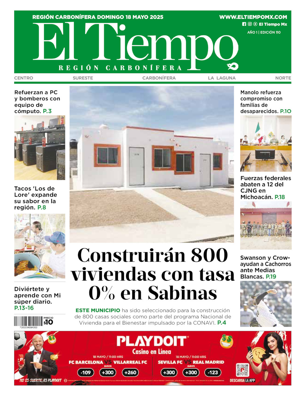 El Tiempo Región Carbonífera, edición del domingo 18 de mayo de 2025 El Tiempo Región Carbonífera, edición del domingo 18 de mayo de 2025