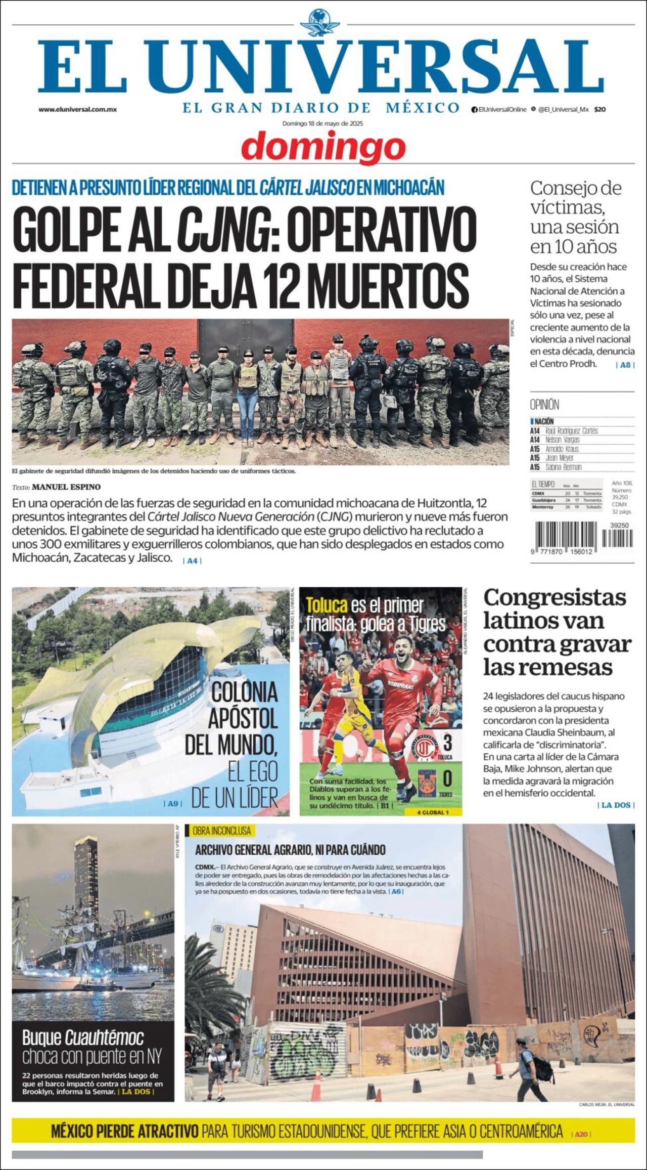 El Universal, edición del domingo 18 de mayo de 2025 El Universal, edición del domingo 18 de mayo de 2025