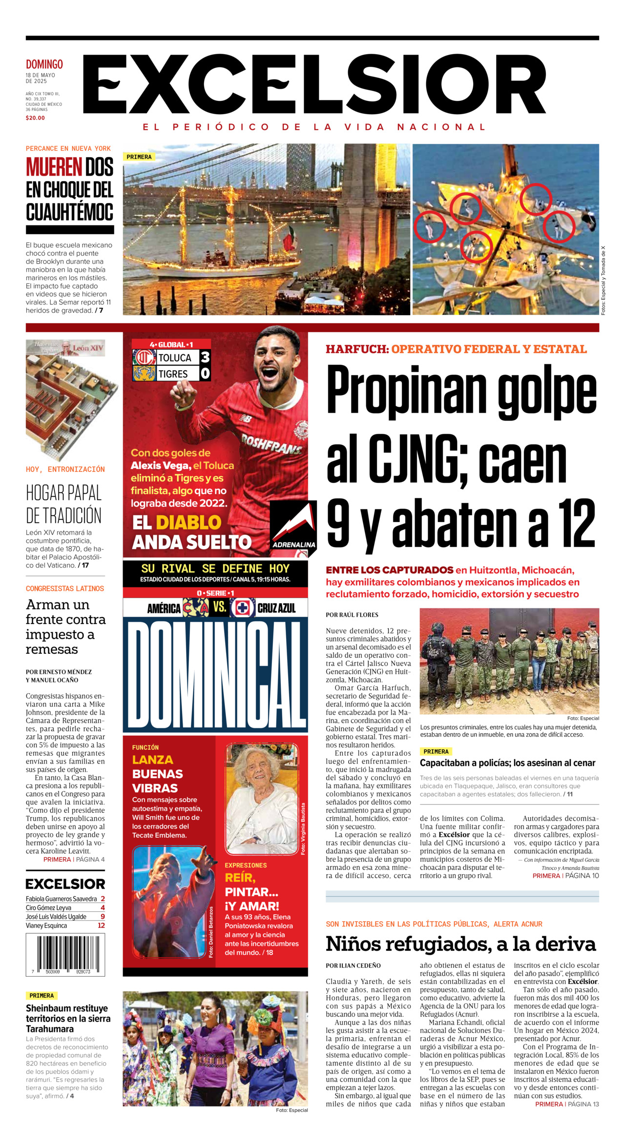 Excelsior, edición del domingo 18 de mayo de 2025 Excelsior, edición del domingo 18 de mayo de 2025