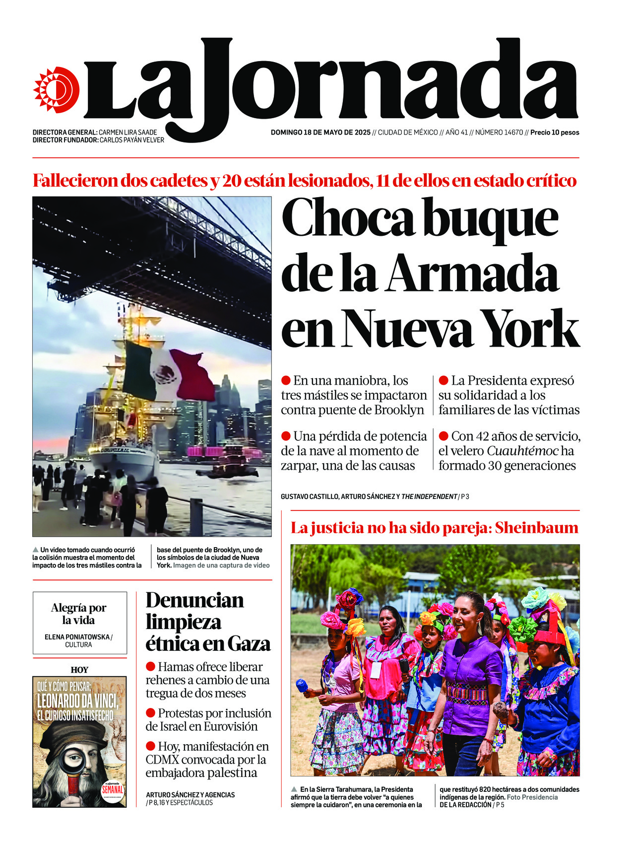 La Jornada, edición del domingo 18 de mayo de 2025 La Jornada, edición del domingo 18 de mayo de 2025