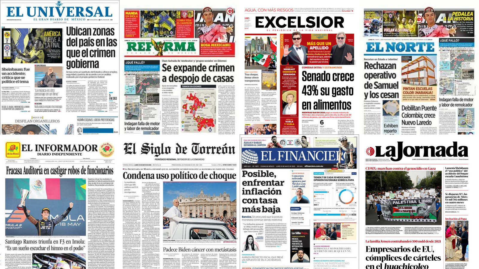Portadas de periódicos impresos más importantes de México hoy