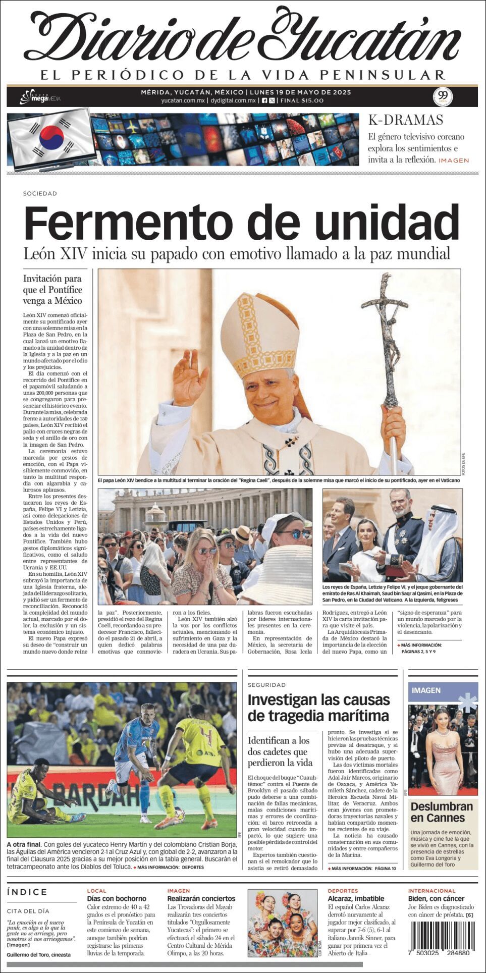 El Diario de Yucatán, edición del lunes 19 de mayo de 2025 El Diario de Yucatán, edición del lunes 19 de mayo de 2025