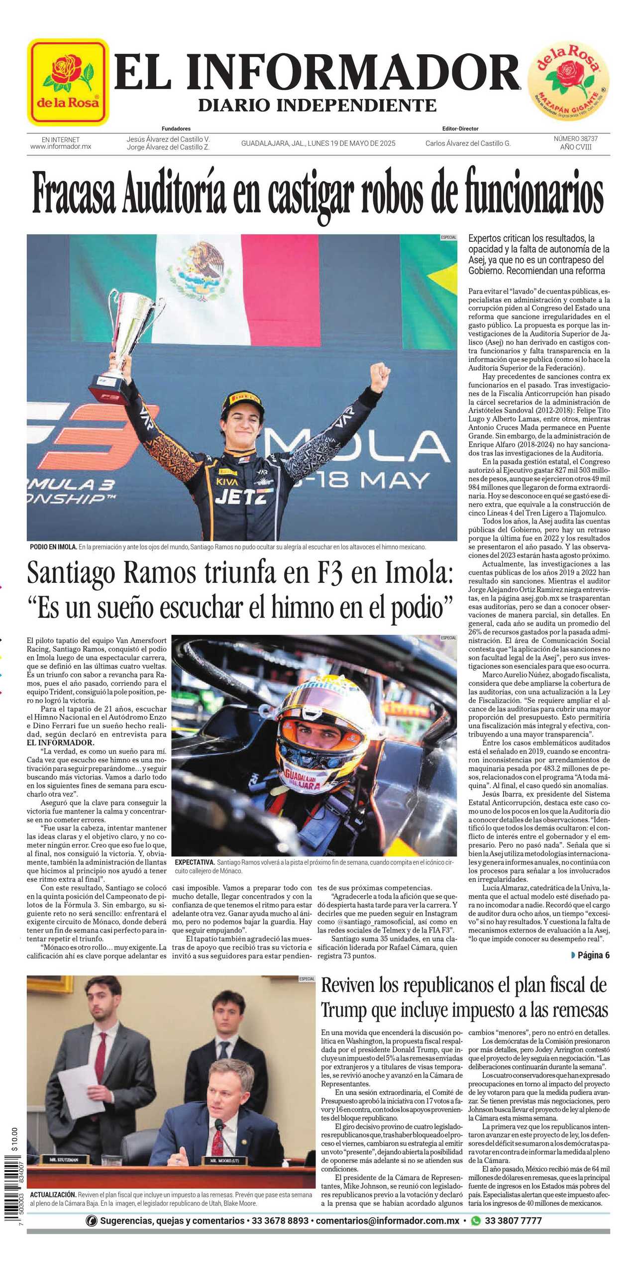 El Informador, edición del lunes 19 de mayo de 2025 El Informador, edición del lunes 19 de mayo de 2025