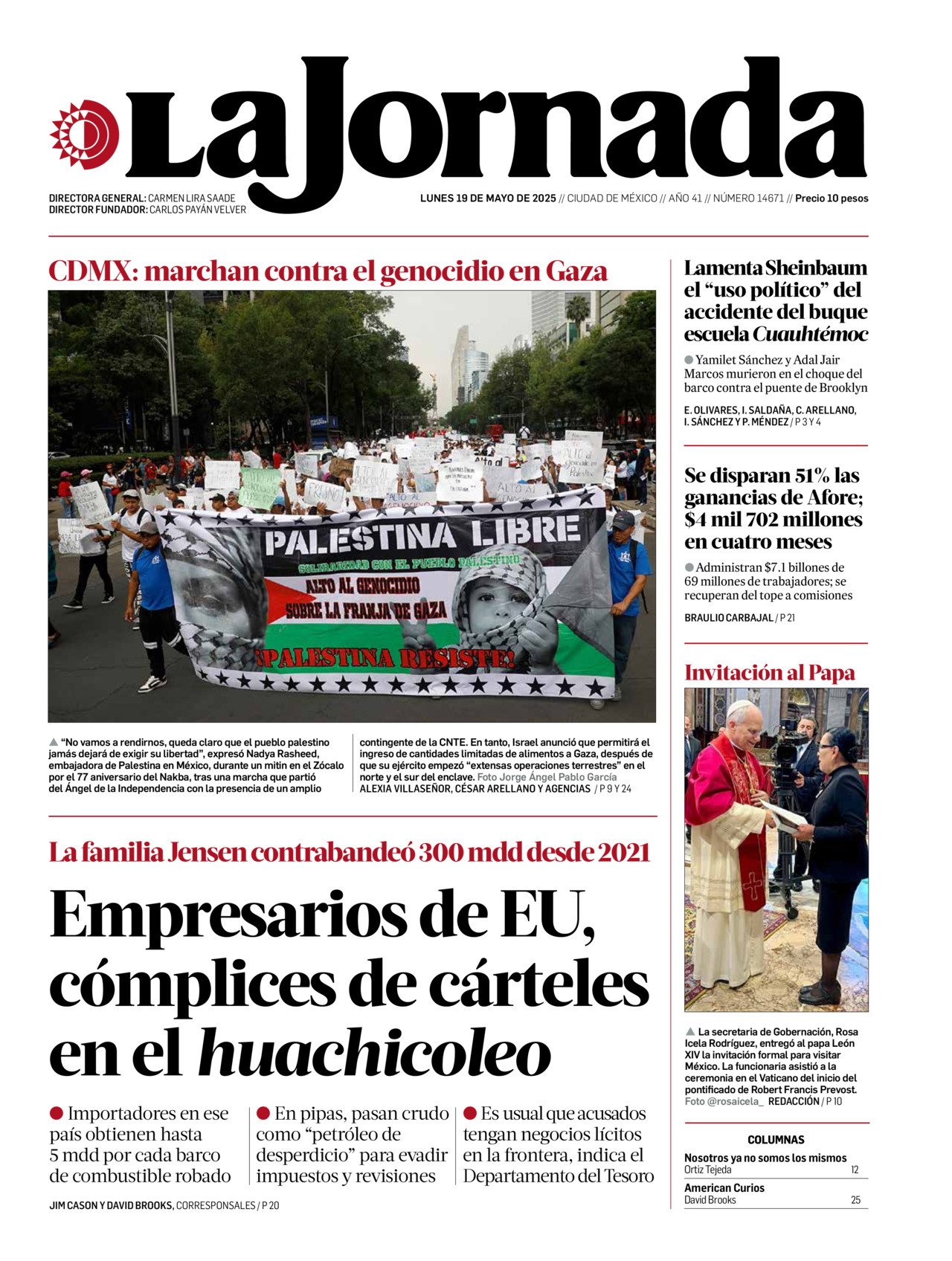 La Jornada, edición del lunes 19 de mayo de 2025 La Jornada, edición del lunes 19 de mayo de 2025
