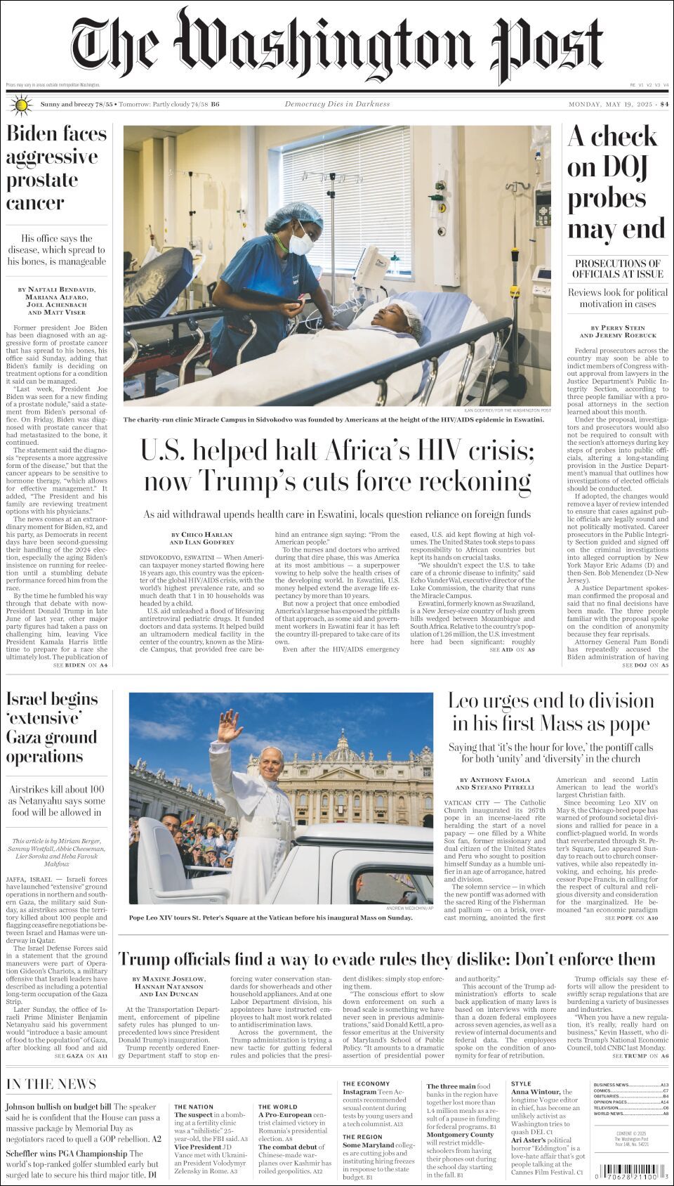The Washington Post, edición del lunes 19 de mayo de 2025 The Washington Post, edición del lunes 19 de mayo de 2025