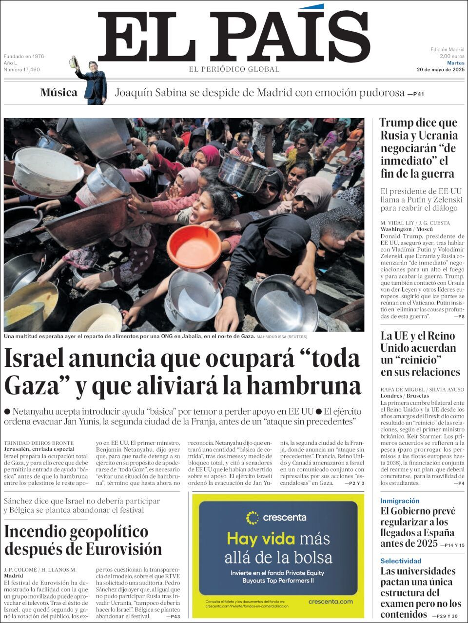 El País, edición del martes 20 de mayo de 2025 El País, edición del martes 20 de mayo de 2025