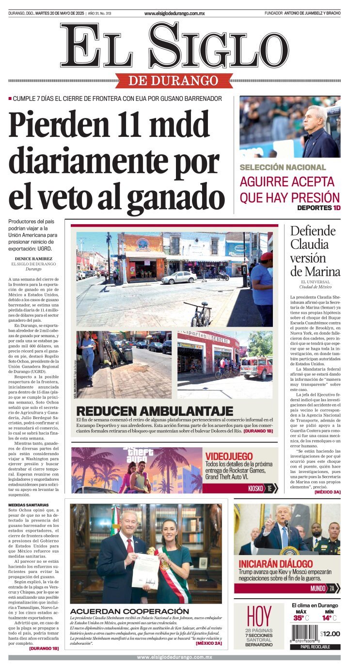 El Siglo de Durango, edición del martes 20 de mayo de 2025 El Siglo de Durango, edición del martes 20 de mayo de 2025