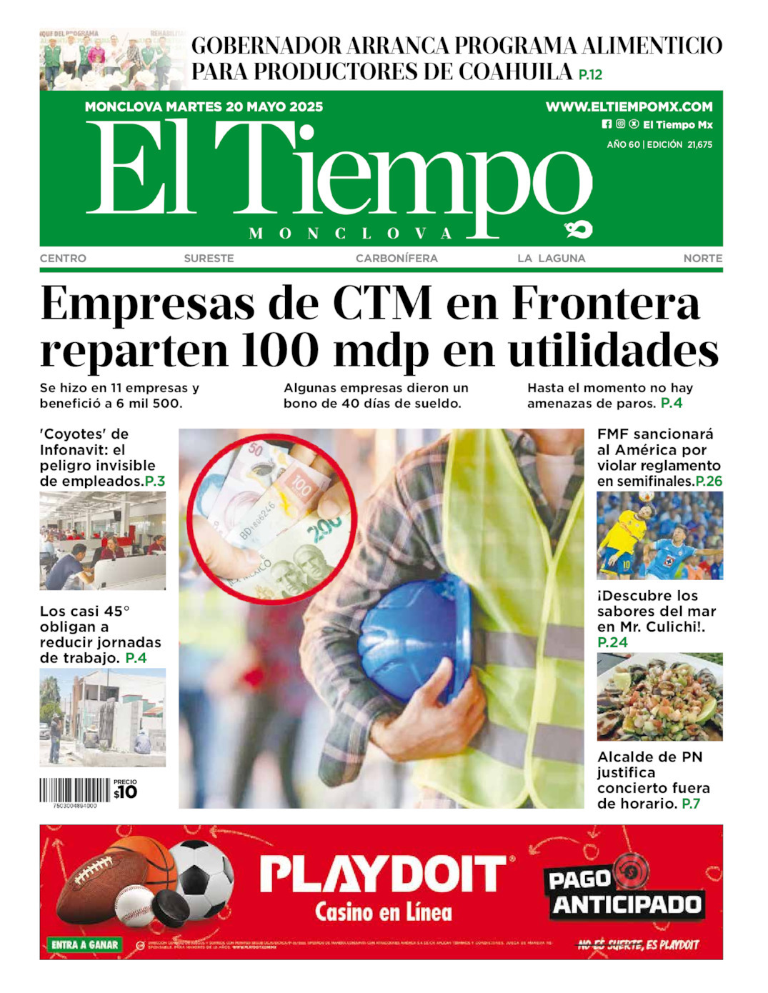 El Tiempo Monclova, edición del martes 20 de mayo de 2025 El Tiempo Monclova, edición del martes 20 de mayo de 2025