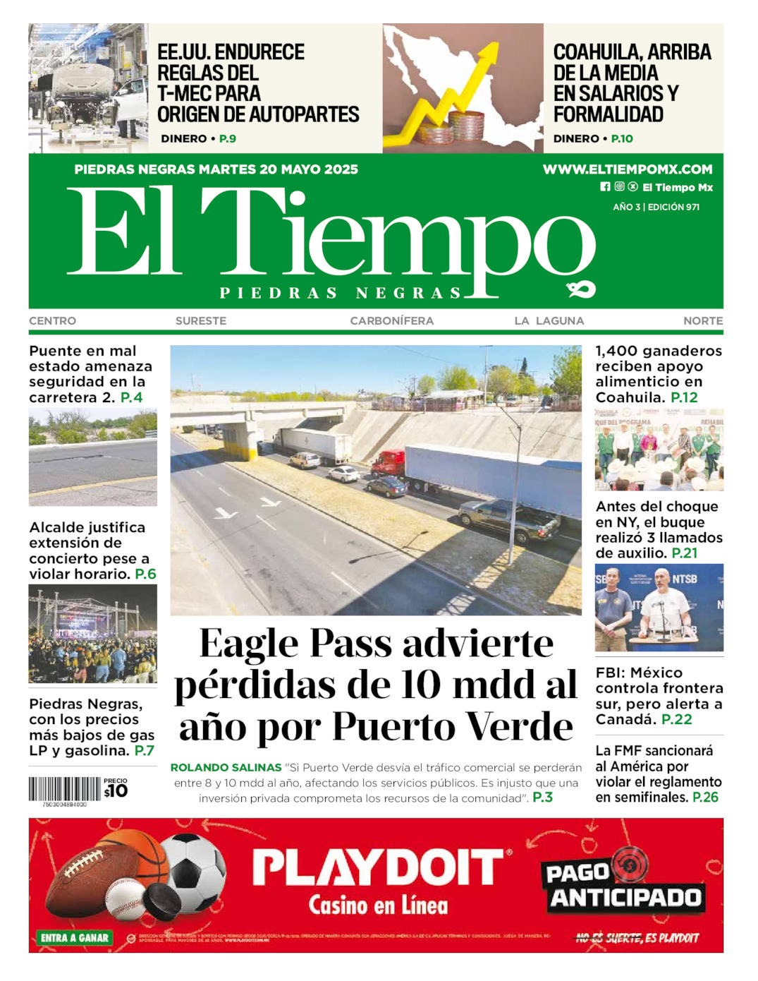 El Tiempo Piedras Negras, edición del martes 20 de mayo de 2025 El Tiempo Piedras Negras, edición del martes 20 de mayo de 2025