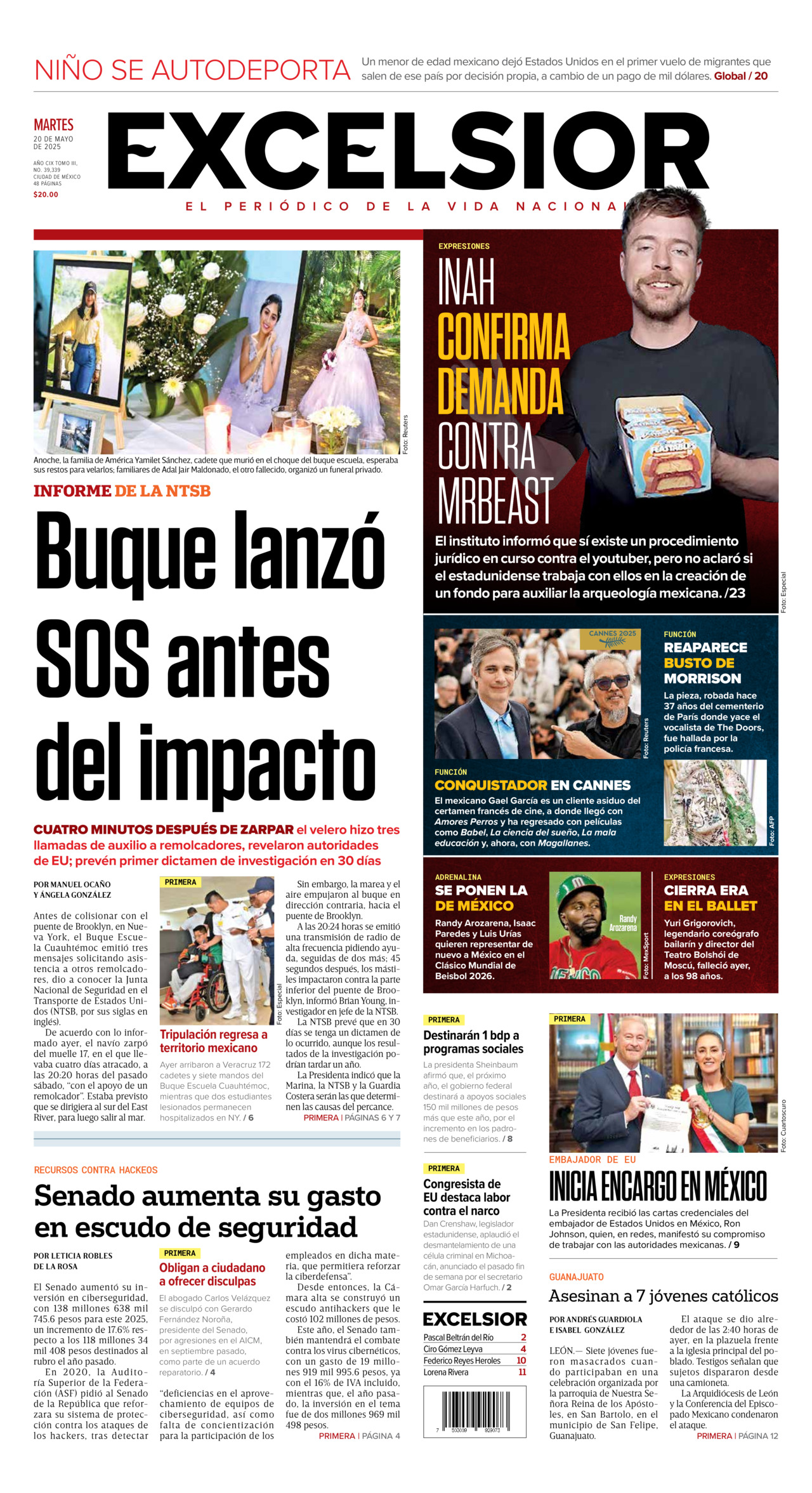 Excelsior, edición del martes 20 de mayo de 2025 Excelsior, edición del martes 20 de mayo de 2025