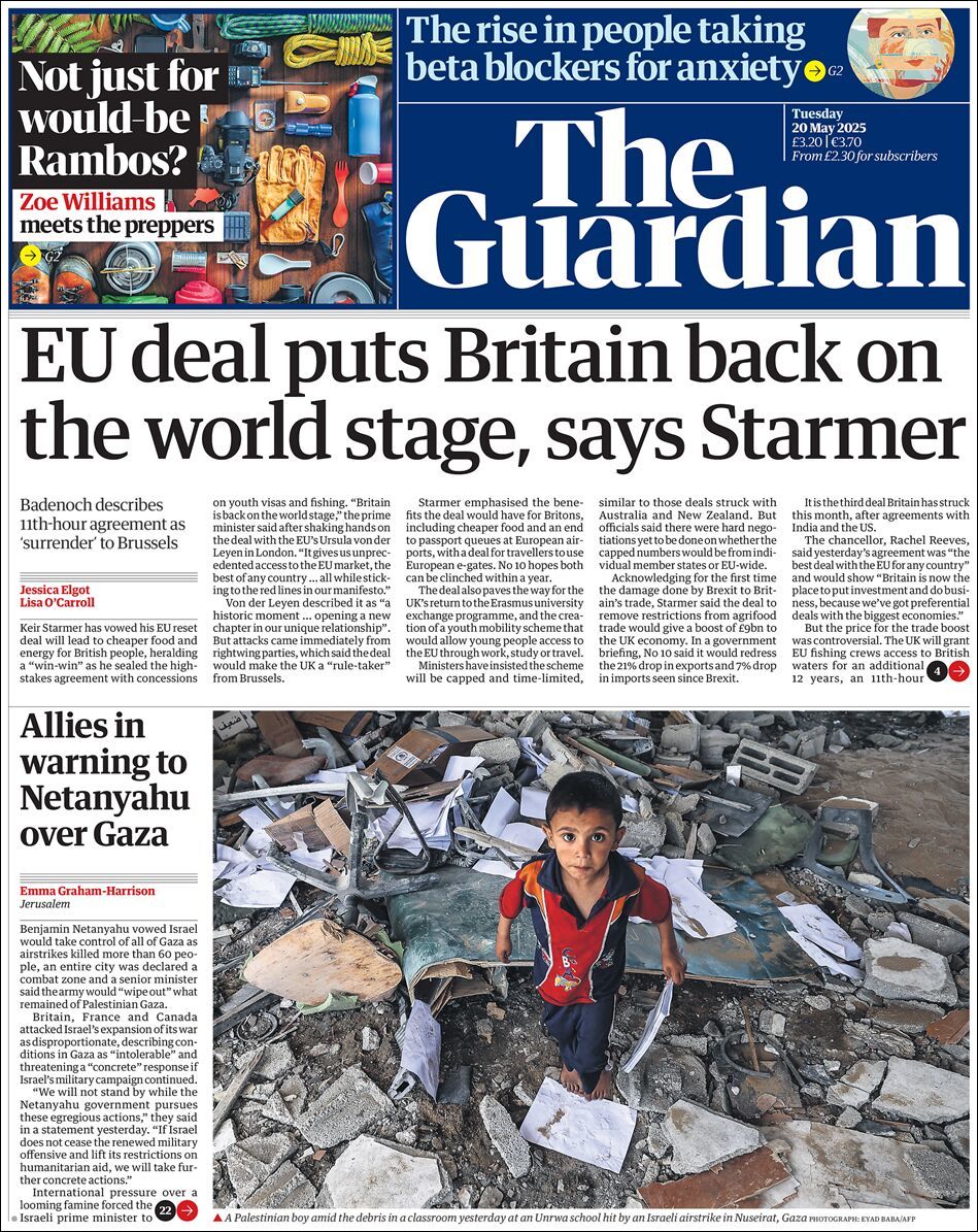 The Guardian, edición del martes 20 de mayo de 2025 The Guardian, edición del martes 20 de mayo de 2025