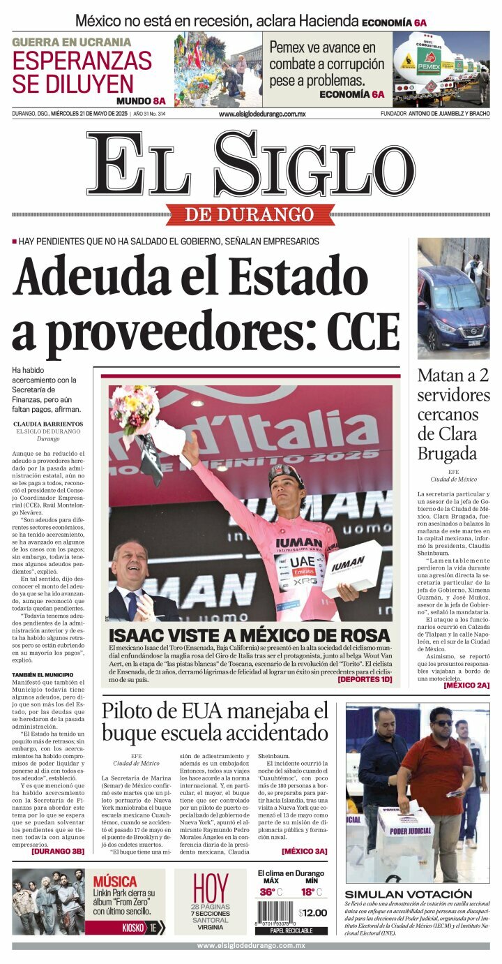 El Siglo de Durango, edición del miércoles 21 de mayo de 2025 El Siglo de Durango, edición del miércoles 21 de mayo de 2025