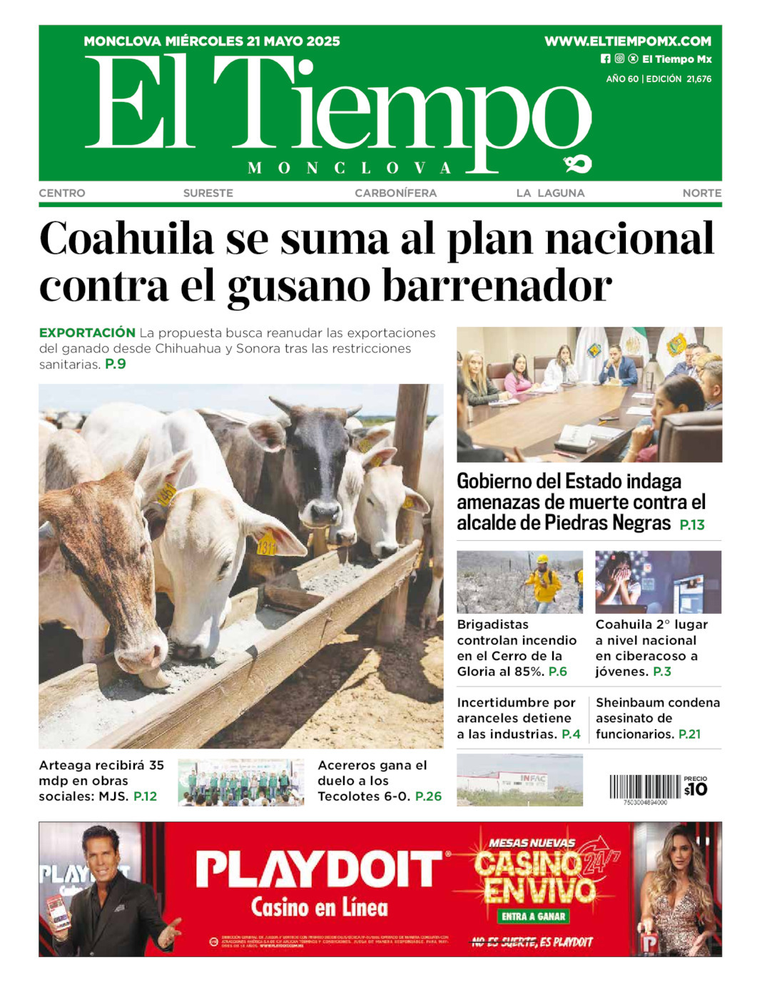 El Tiempo Monclova, edición del miércoles 21 de mayo de 2025 El Tiempo Monclova, edición del miércoles 21 de mayo de 2025