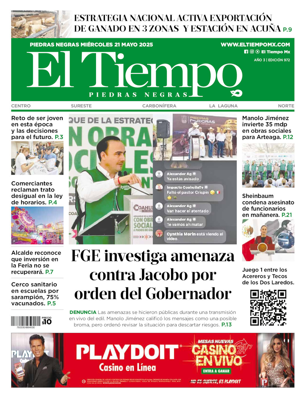 El Tiempo Piedras Negras, edición del miércoles 21 de mayo de 2025 El Tiempo Piedras Negras, edición del miércoles 21 de mayo de 2025