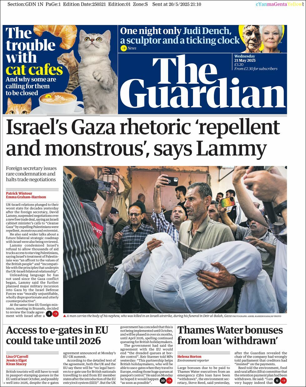 The Guardian, edición del miércoles 21 de mayo de 2025 The Guardian, edición del miércoles 21 de mayo de 2025