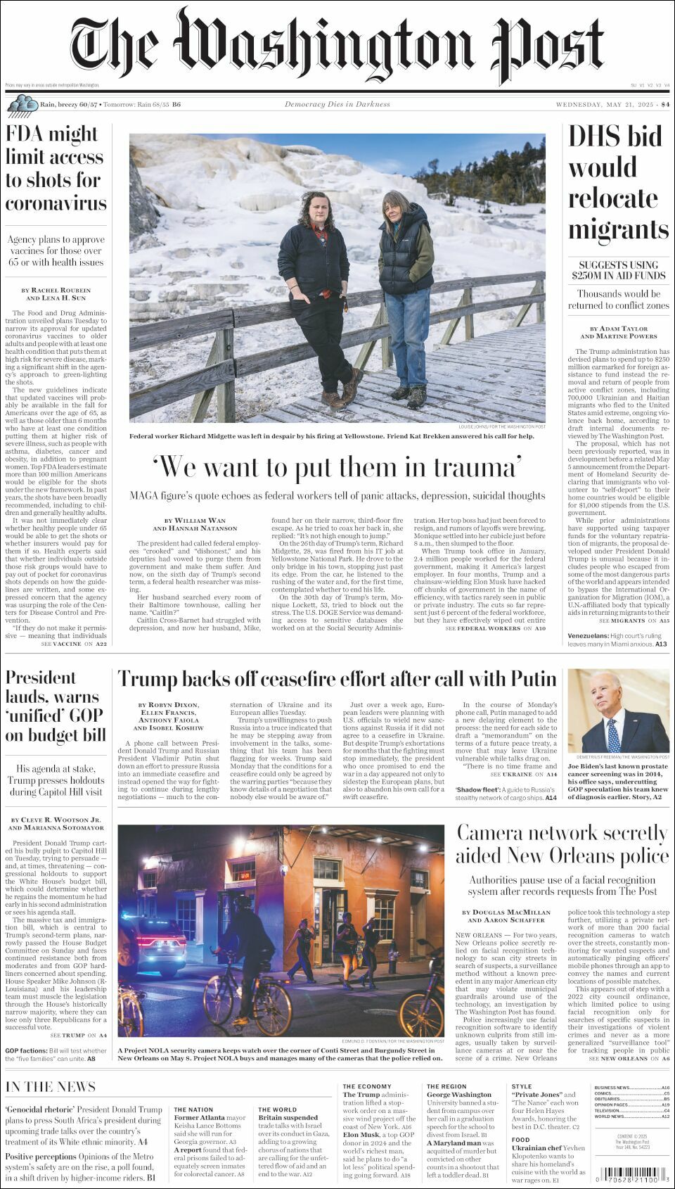 The Washington Post, edición del miércoles 21 de mayo de 2025 The Washington Post, edición del miércoles 21 de mayo de 2025