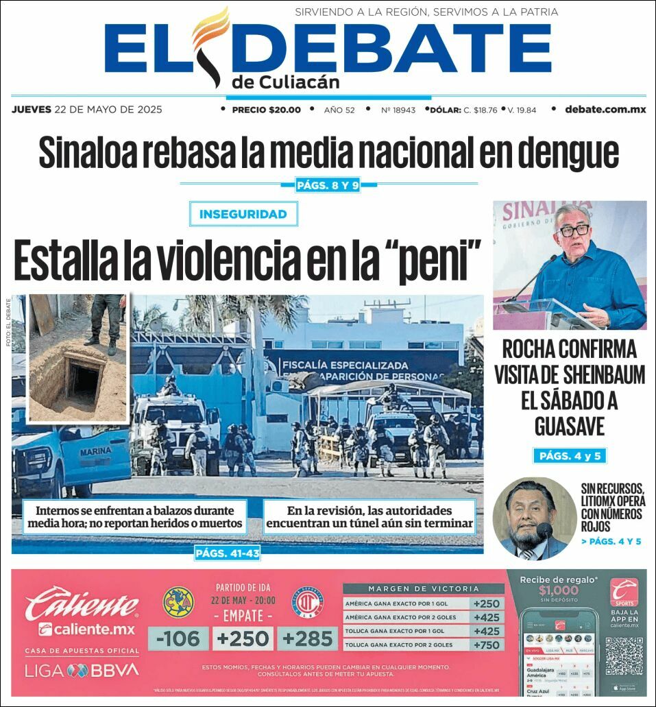 El Debate Culiacán, edición del jueves 22 de mayo de 2025 El Debate Culiacán, edición del jueves 22 de mayo de 2025