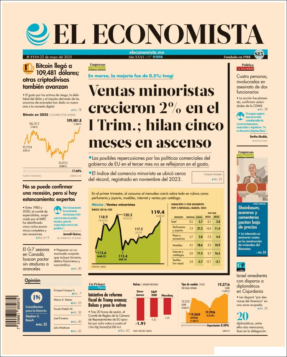 El Economista, edición del jueves 22 de mayo de 2025 El Economista, edición del jueves 22 de mayo de 2025