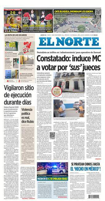 El Norte, edición del jueves 22 de mayo de 2025 El Norte, edición del jueves 22 de mayo de 2025